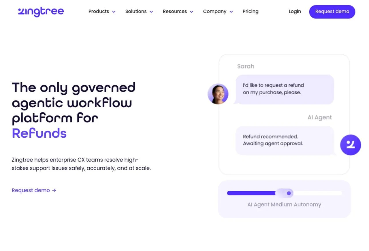 Zingtree homepage. No-code interactive decision tree platform for agent scripting and customer self-service.