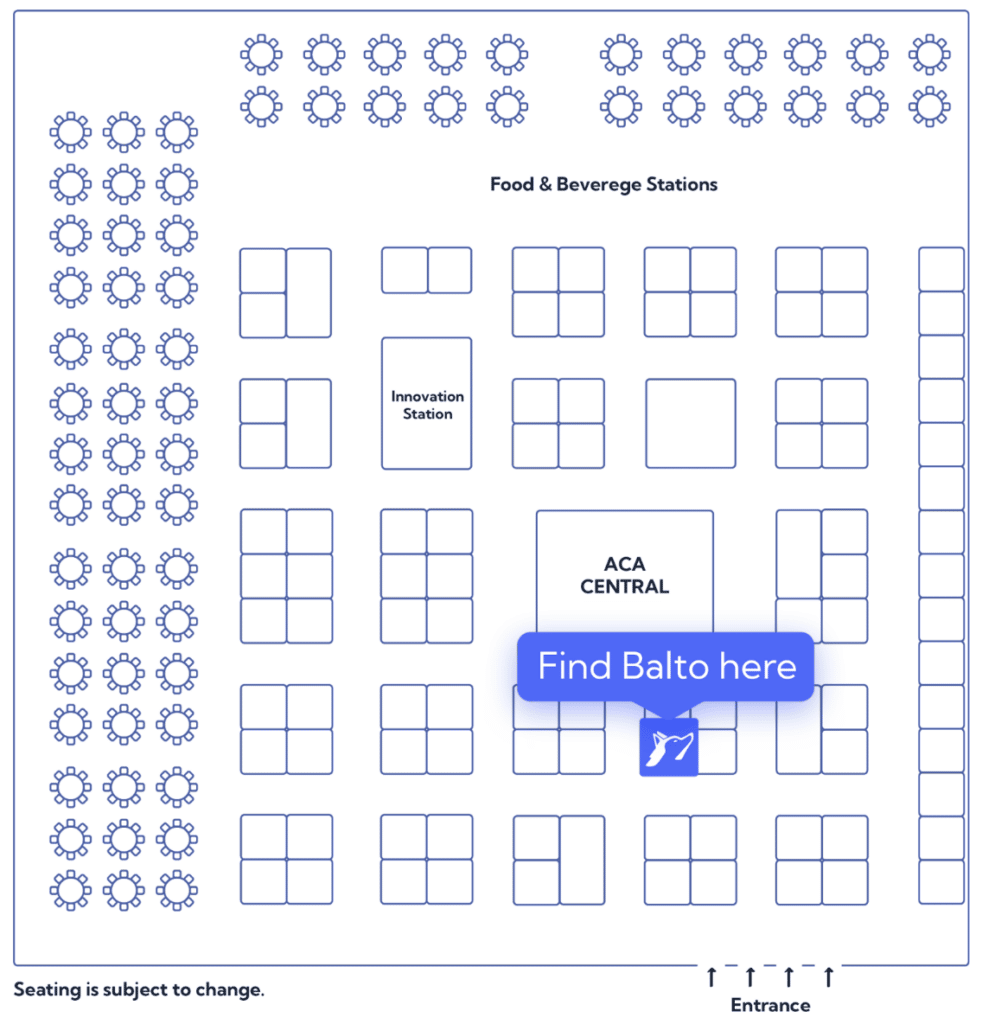 ACA Floor Map showing Balto's location at booth 407