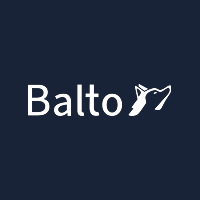Balto Logo in white against a blue background