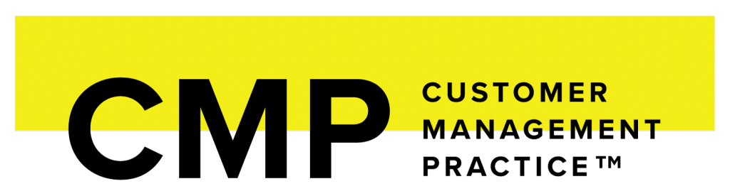 Customer Management Practice Logo with Yellow and White Background