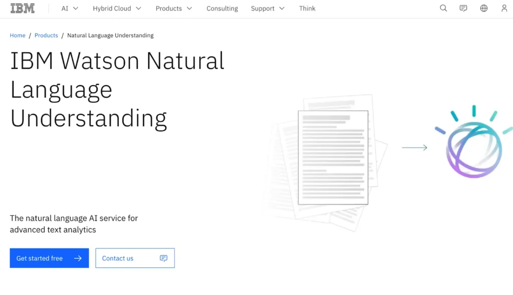 IBM Watson is the natural language AI service for advanced text analytics.