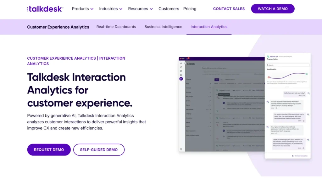 Talkdesk analyzes customer interactions to deliver powerful insights that improve CX and create new efficiencies.