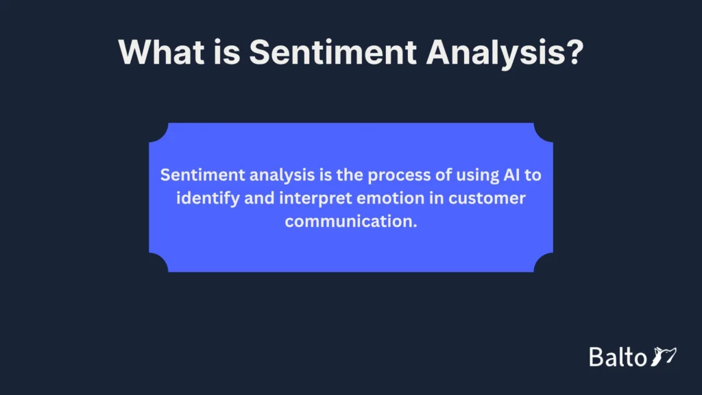 Sentiment analysis is the process of using AI to identify and interpret emotion in customer communication.