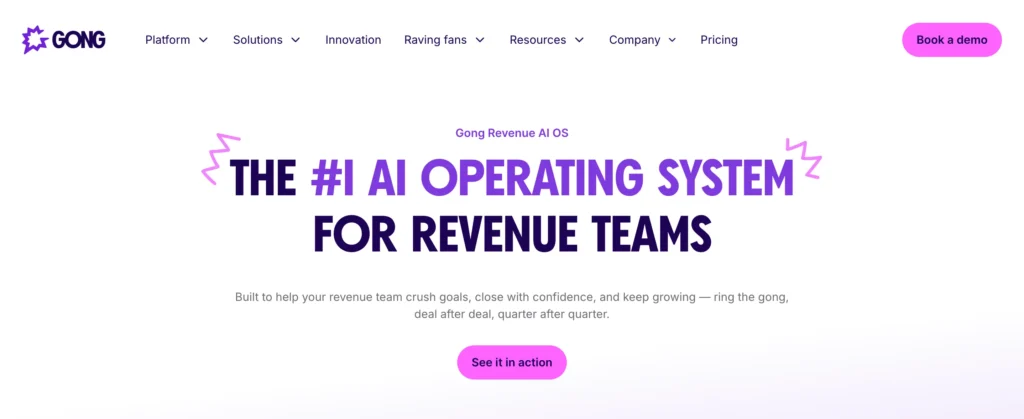 A Gong banner is shown as part of an assessment of top Voiceops alternatives and competitors.