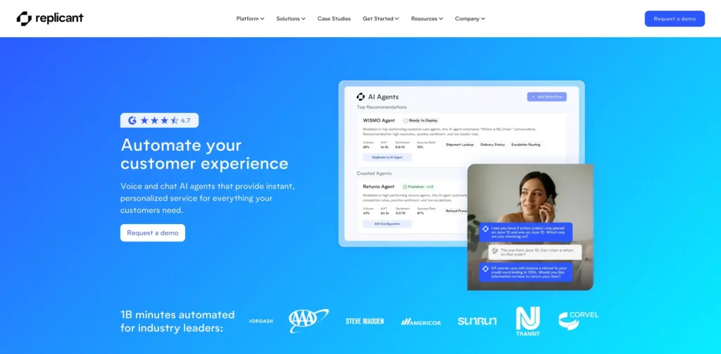 Replicant is mentioned by Balto as the #5 Voice AI Agent competitor or alternative to Retell AI