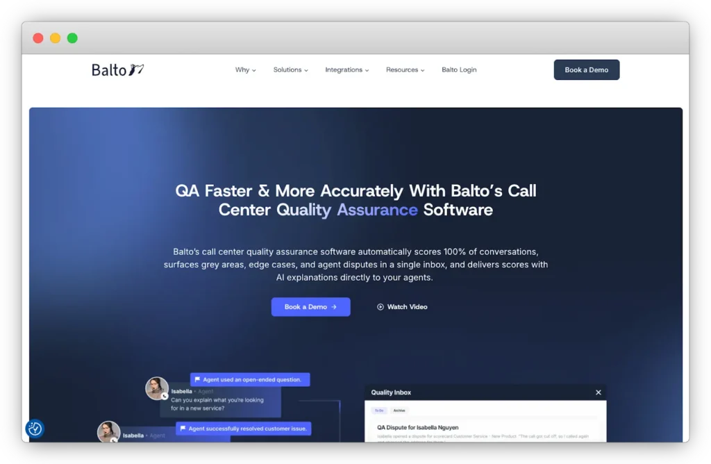 Balto is listed as the #1 best call center quality monitoring tool for 2026.