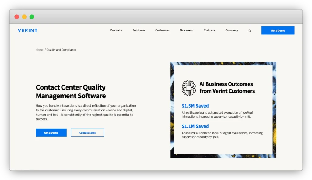 Verint is listed as the #3 best call center quality monitoring tool for 2026.